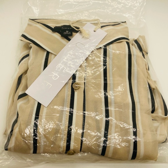 NWT Urban Outfitters Lumiere Blouse Taupe Multi Size Medium - Picture 2 of 9